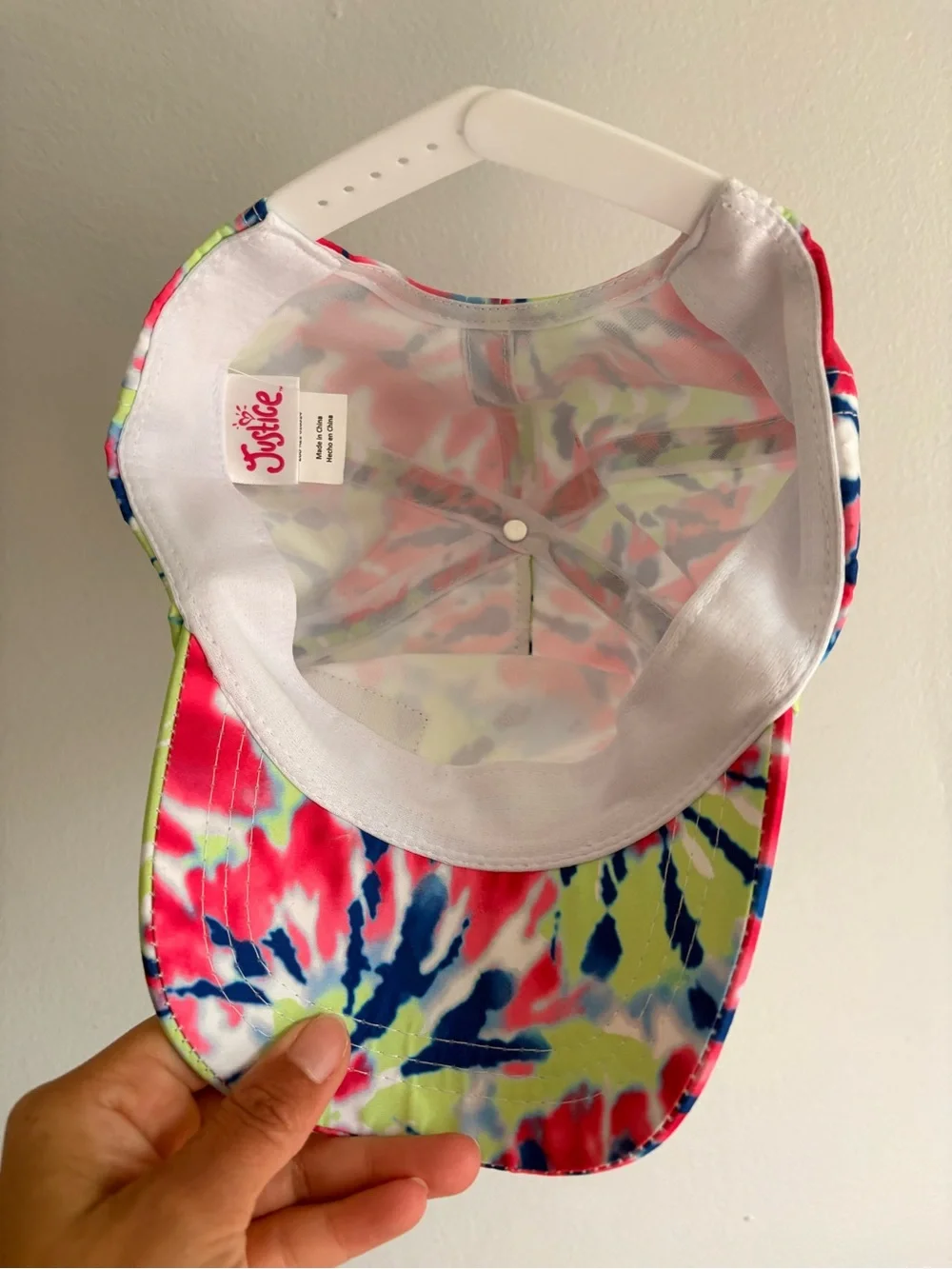 Justice Tie-Dye Baseball Cap in Pink, Blue & Lime- Youth- OS